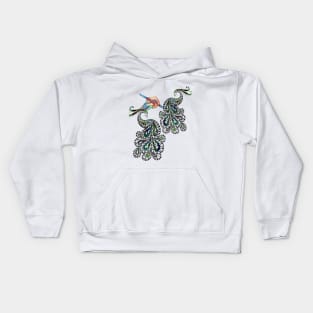 Adult  Coloring  in Art Peacock doodle Kids Hoodie